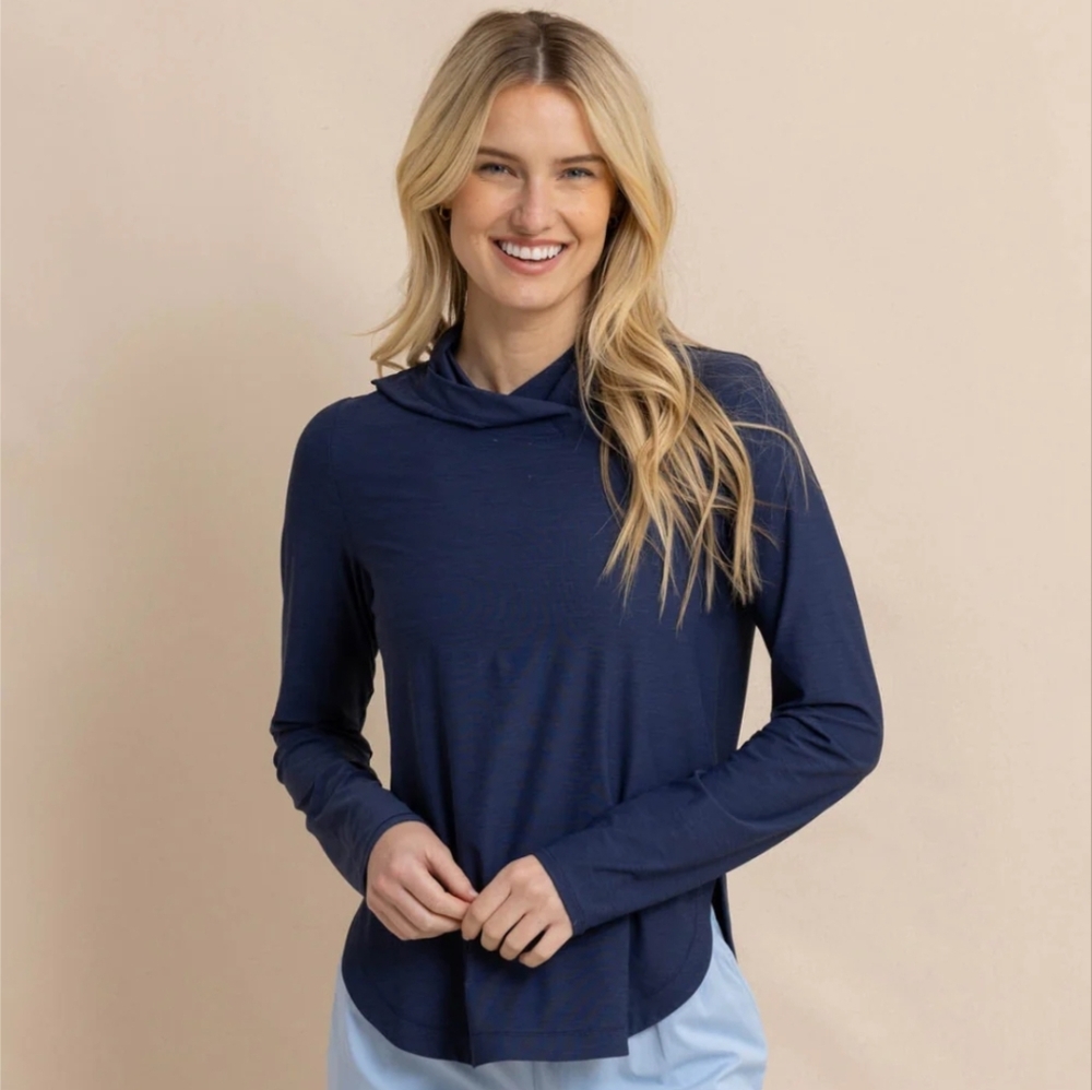 Southern Tide Nautical Navy Long Sleeve Linley Brrr Perfect Hoodie NWT